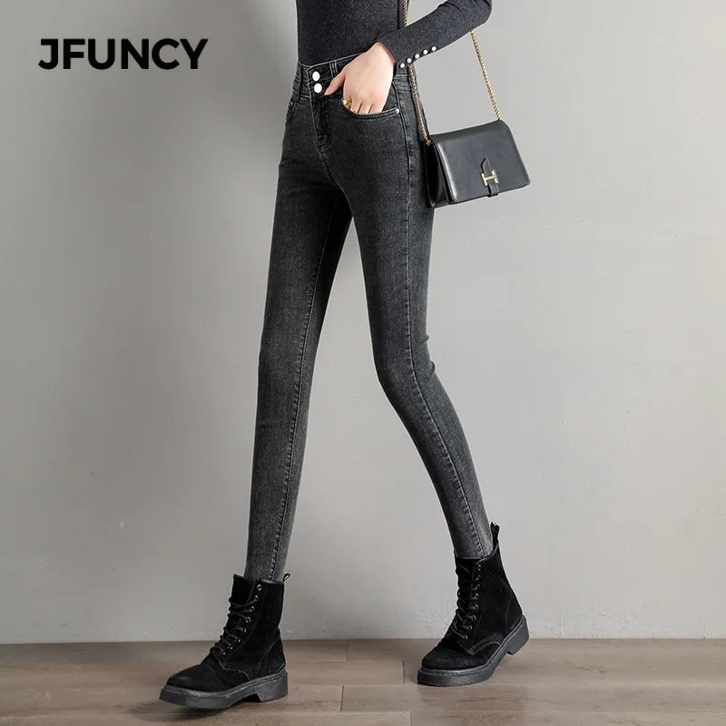 JFUNCY, новинка, женские джинсы, весна, высокая талия, женские джинсовые брюки-карандаш, женские обтягивающие джинсовые штаны, для шоу, для женщин, тонкие ноги, повседневные, винтажные