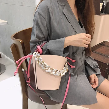 

Luxury Acrylic Chain Bucket Bags Designer Women Shoulder Bags Large Capacity Handbag Fashion Ladies Messenger Bag Summer Purses
