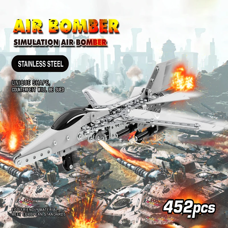 

Original KAZI difficult DIY assembly bomber 452pcs alloy assembly building blocks military model children's educational toy gift