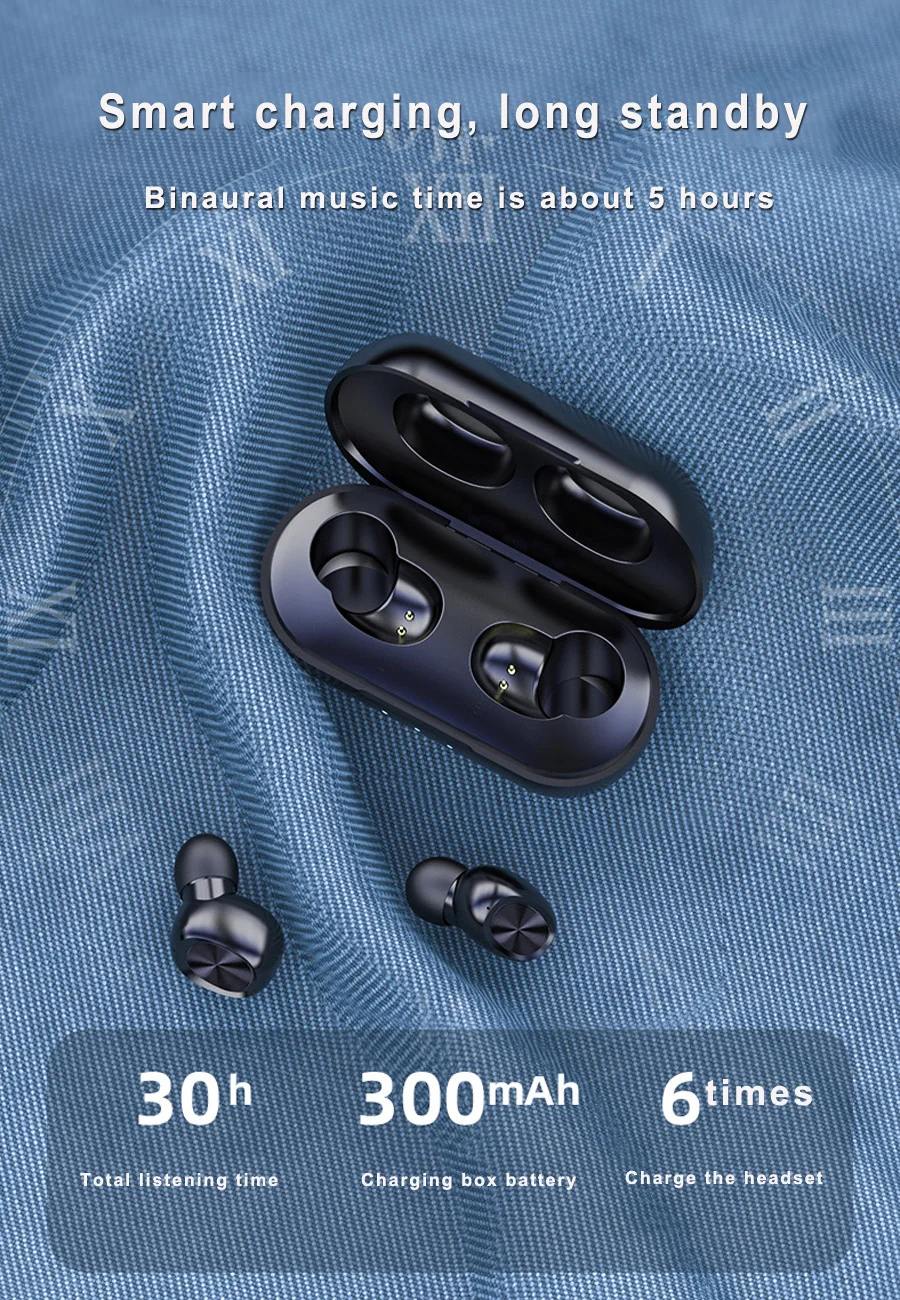 V9 Bluetooth 5,0 наушники беспроводные наушники 8D стерео Спортивные Беспроводные наушники мини наушники гарнитура с двойным микрофоном 2000 мАч коробка