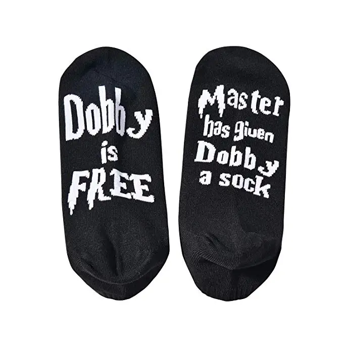 Dobby Short Black Новые носки унисекс «Мастер подарил Добби носки Добби бесплатно» забавные мягкие хлопковые носки повседневные носки с буквенным принтом для женщин - Цвет: Dobby Short Black