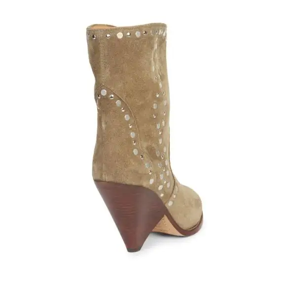 Новинка; дизайнерские ботинки; Bota Feminina; Botas Mujer; модные ботинки с заклепками; женская обувь на необычном каблуке; Роскошная обувь; Botas