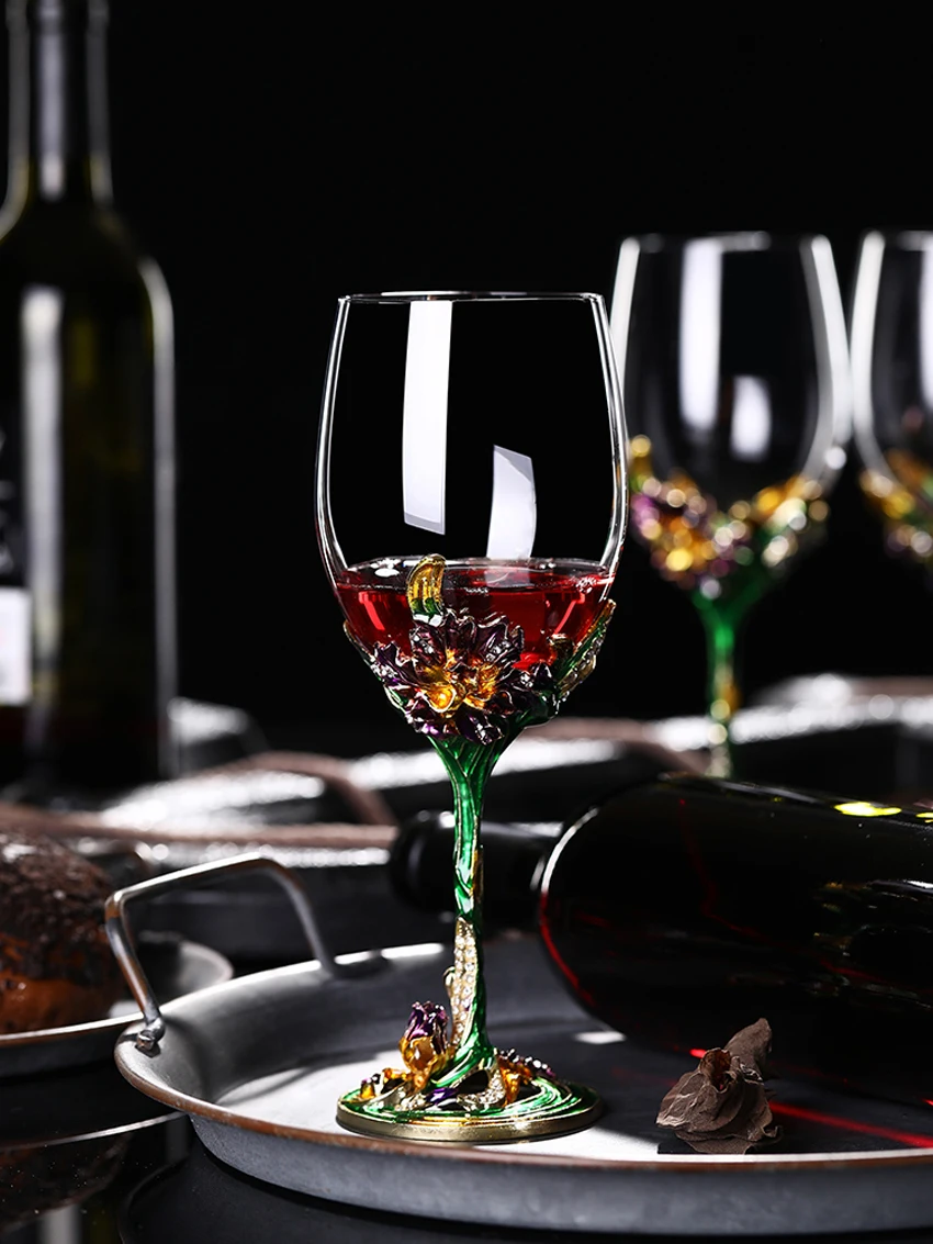 European Creative Enamel Red Wine Cup High-grade Lead-free Crystal