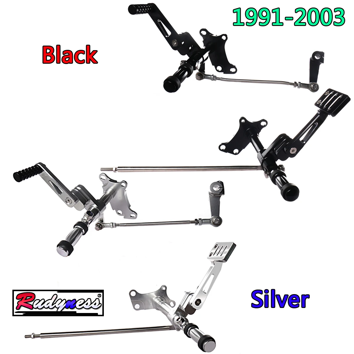 

Black Silver Shallow Cut Forward Controls Linkage With Foot Pegs For Harley 1991-2003 Sportster XL 883 1200 Models