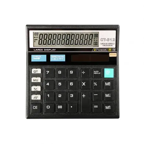 Большой экран Настольный 12 цифровой электронный калькулятор - Цвет: Черный