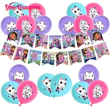 Gabby – ensemble de décorations pour maison de poupée, ballons, thème chat, fournitures, décor joyeux anniversaire, jouets figurines pour enfants
