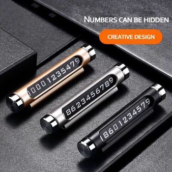 

Luminous ABS spin hidden car temporary telephone number parking stop sign black silver card