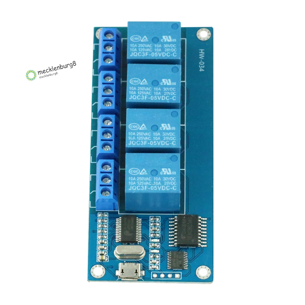 Микро USB 5V 4-канальный usb-реле модуль, триггер релейный модуль последовательного Порты и разъёмы