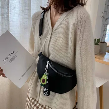 

Women's Avocado Pendant Solid Color Saddle Bag Shoulder Diagonal Bag Fashion Pocket Simple chest bag сумка на пояс