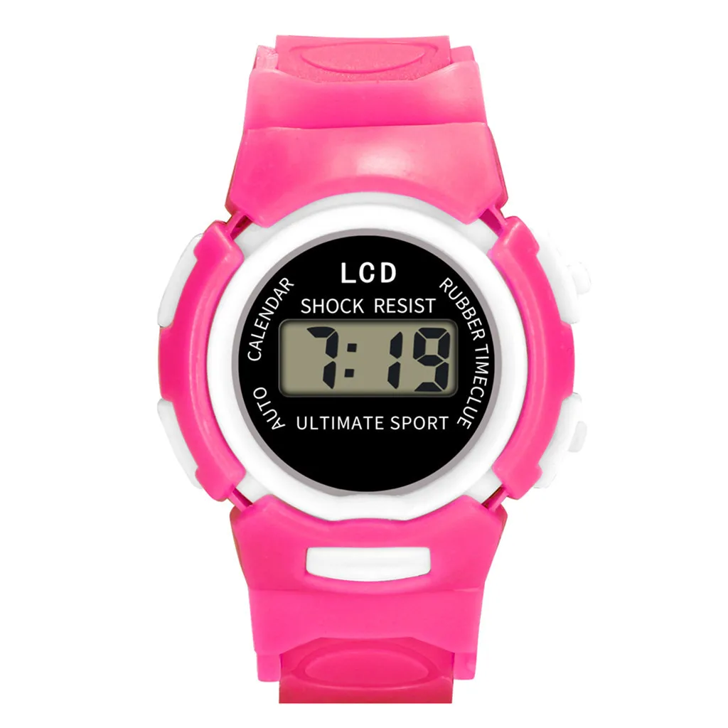 New children's outdoor Baby Boy Girl Alarm Analog Digital Multifunction Sport LED waterproof kid Wrist Watch Clock W50 - Цвет: Hot Pink