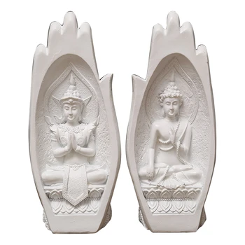 

2pcs Resin Home Decoration Monk Figurine Office Ornaments Zen Statues India Living Room Tathagata Yoga Buddha Hand Sculpture