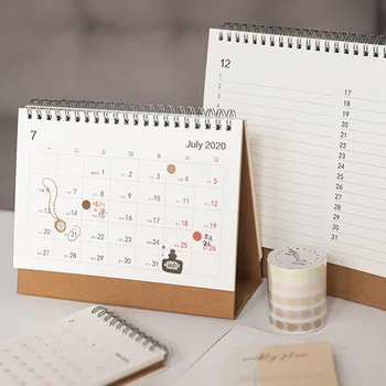 

2020 NEW Cute Small Size Solid Color Kfaft Calendar Coil Schedule Creative Kawaii Desk Table Dates Reminder Timetable Planner