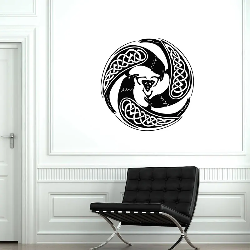 

Irish Ornament Ravens Circle Vinyl Home Decor Living Room Wall Sticker Art Murals Interior Homeware Decals Removable 3775