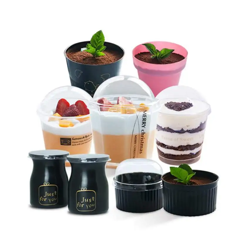 

Small Magic-Like Hibiscus Cup Disposable Plastic Cup Cover Small Plastic Container Dessert Box Wedding Birthday Tiramisu Mousse