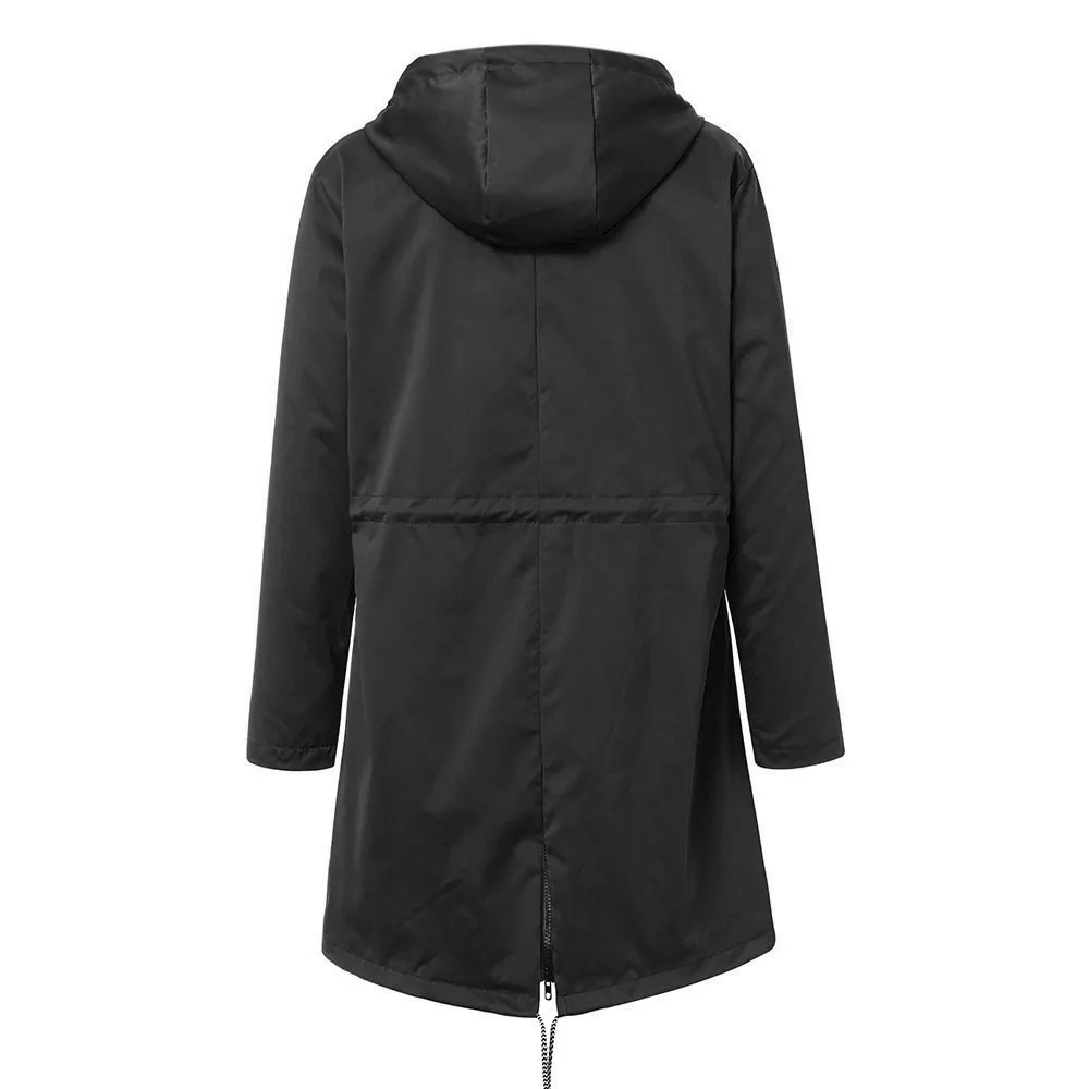 Женская куртка, однотонный дождевик, уличная водонепроницаемая, с капюшоном, ветрозащитный плащ, куртка на молнии, женская одежда, 5XL