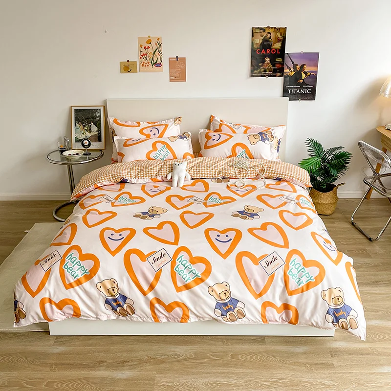 Cute Bedding Sets Cartoon Fashion Duvet Cover Pillow Cases Comfortable Bed Sheets Single Twin Full King Queen Bedclothes | Дом и сад