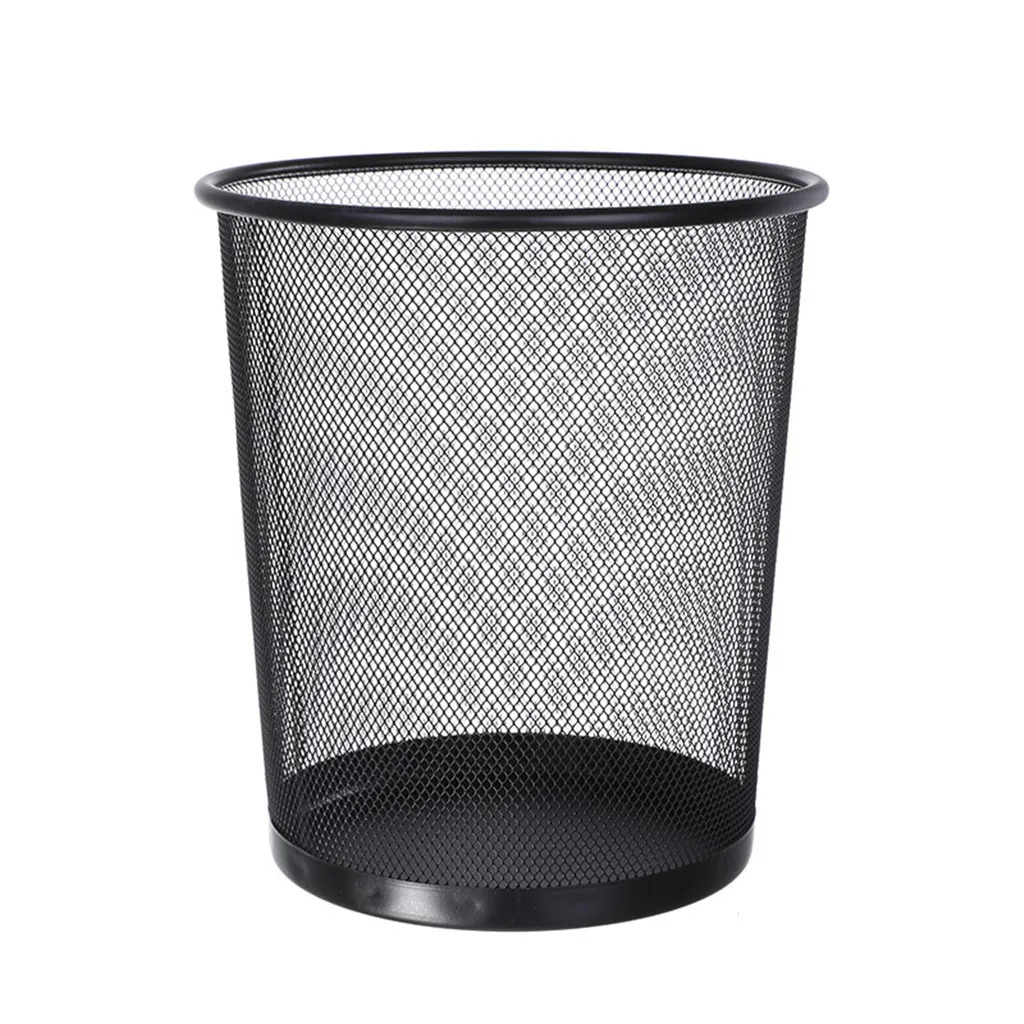 Metal Mesh Round Trash Can Wrought Iron Kitchen Without Lid Bucket Home Waste Bin High Quality Dustbin Trash Cans Garbage Bucket