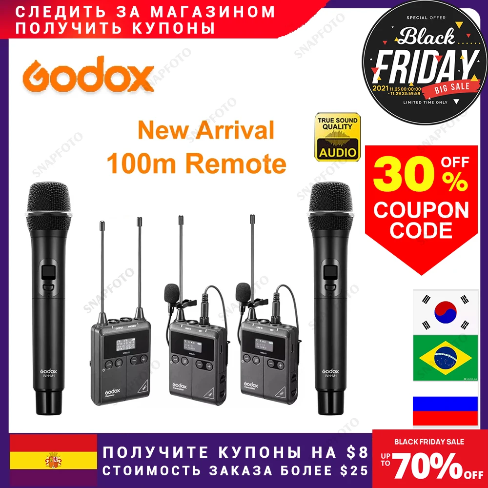 Передатчик Godox WMicS1 приемник-передатчик UHF беспроводной микрофон на расстоянии 100