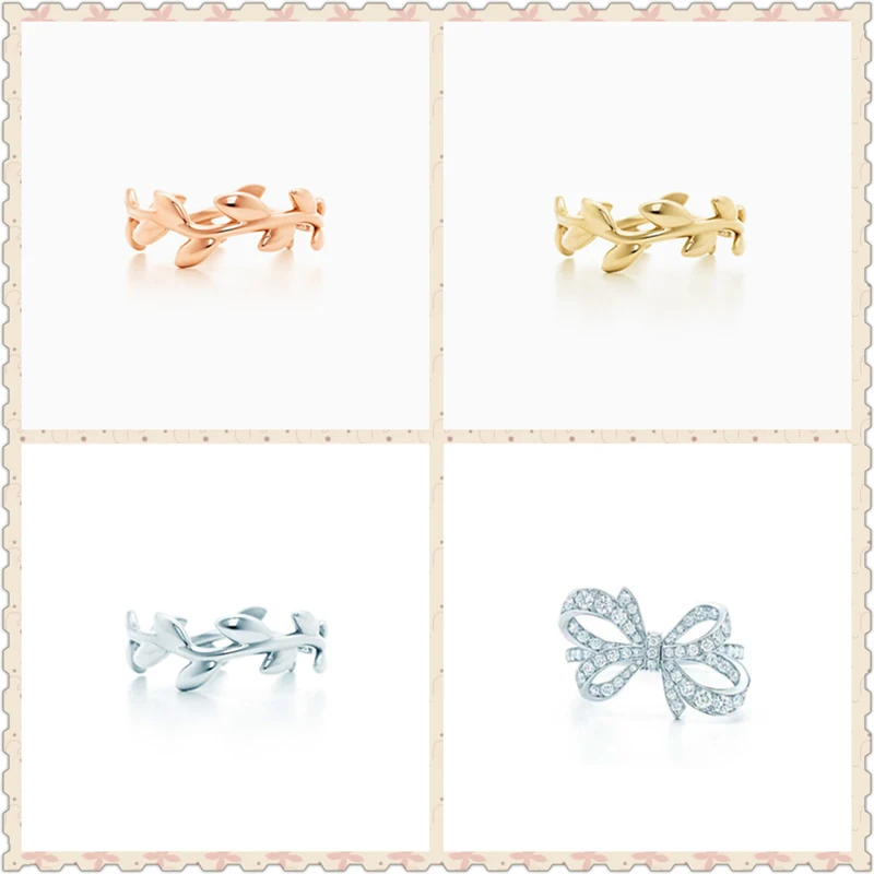 

SHINETUNG TIFF Original 100% S925 Sterling Silver Olive Leaf Bowknot Trendy Rings Women Logo Fine Luxury High-End Jewelry
