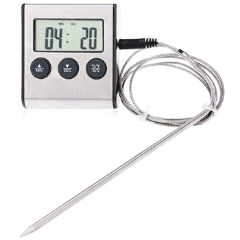 

1PCS Kitchen Digital Oven Thermometer Food Cooking Meat BBQ Probe Thermometer With Timer Water Milk Temperature Cooking Tools