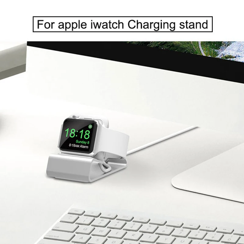 Розничная алюминиевый держатель для зарядного устройства для Apple Watch кронштейн Подставка для зарядки для Apple Watch Смарт-часы держатель-серебро
