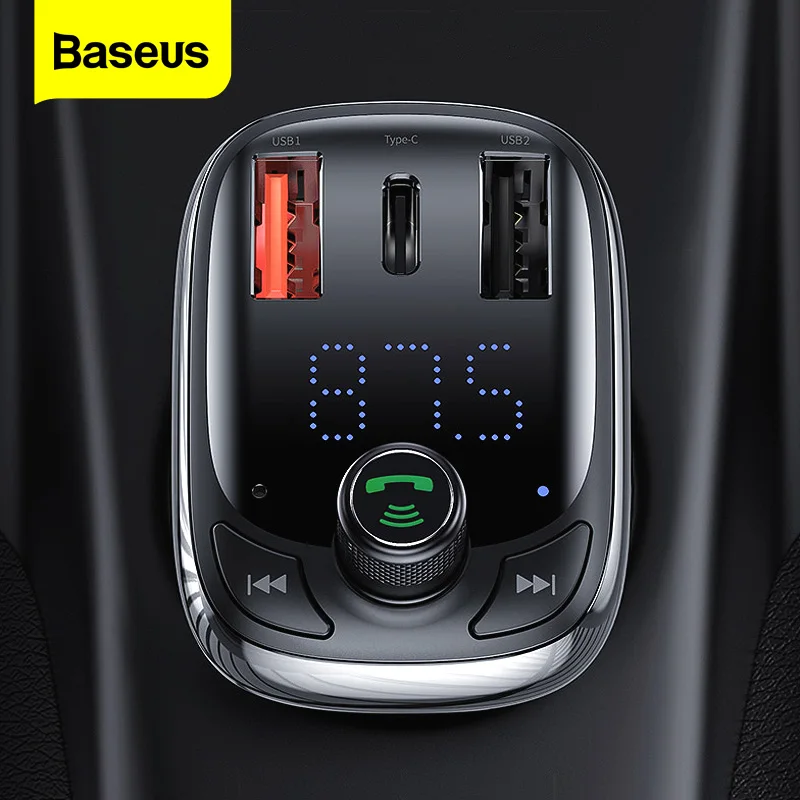 Closeout Fm-Transmitter Mp3-Player Car-Charger Audio Phone Baseus Bluetooth-5.0 for Car-Kit 36W GmJ9jOwQB