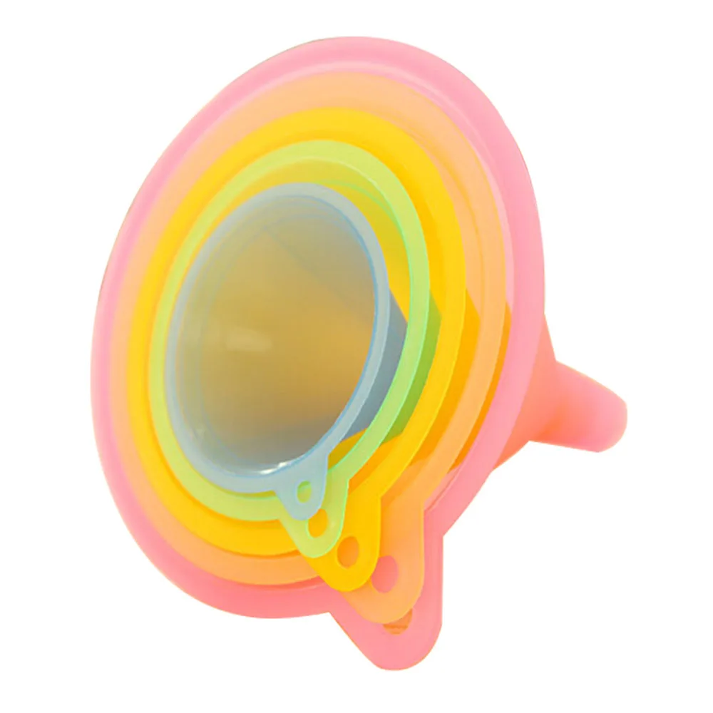 5 шт. цветная пластиковая воронка кухня радужные цвета фильтр-посуда кухонная Воронка для Масла Маленькие Средние жидкие кухоннные приборы - Color: colorful