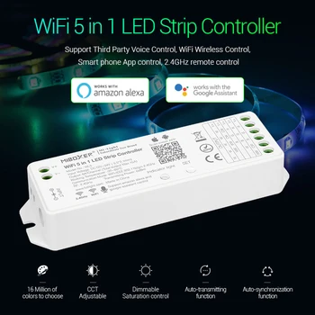 

Milight WL5 5 in 1 LED WIFI Controller For RGB RGBW RGB CCT Single color led strip light Alexa Voice phone App Remote