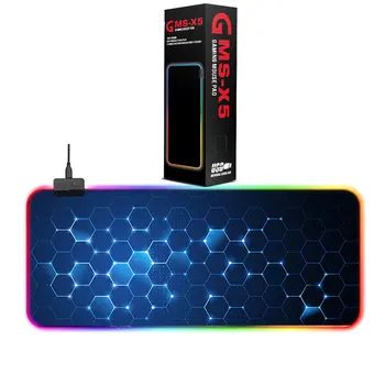 

GMS-X5 800x300x4mm Hexagon Version Colorful Symphony Glowing Mouse Pad Gaming Mouse Pad Soft Non-Slip Rubber Base Mouse Mat