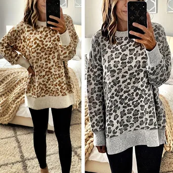 

Women Winter Hoodies Leopard Printed Long Sleeve Sweatshirts Casual Fashion Streetwear Pullovers Tops Ladies Femme Tops
