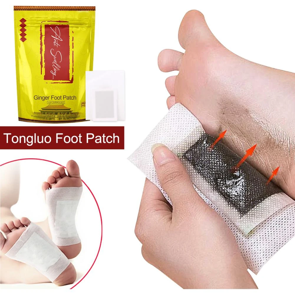 10pcs Ginger Wormwood Foot Patch Antiswelling Detox Pads Relief Stress