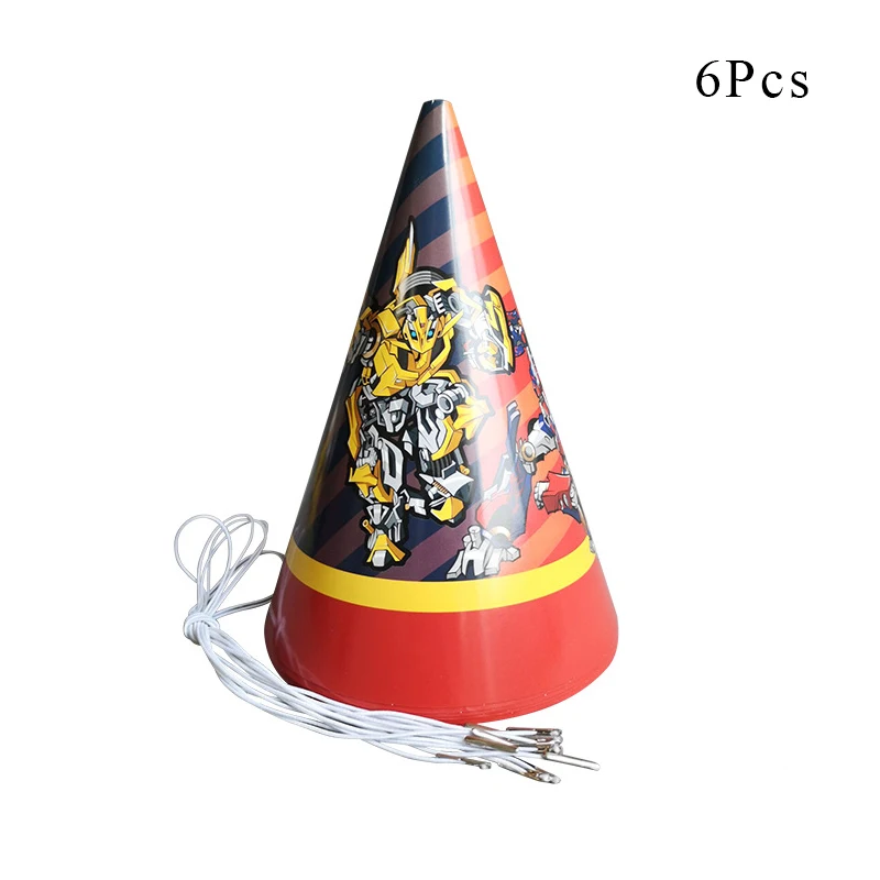 Paper hat x 6 Шмель Оптимус Прайм Трансформация вечерние бумажные стаканчики и тарелки детский душ шары Дети День рождения украшения принадлежности AW05 - Цвет: Paper hat x 6