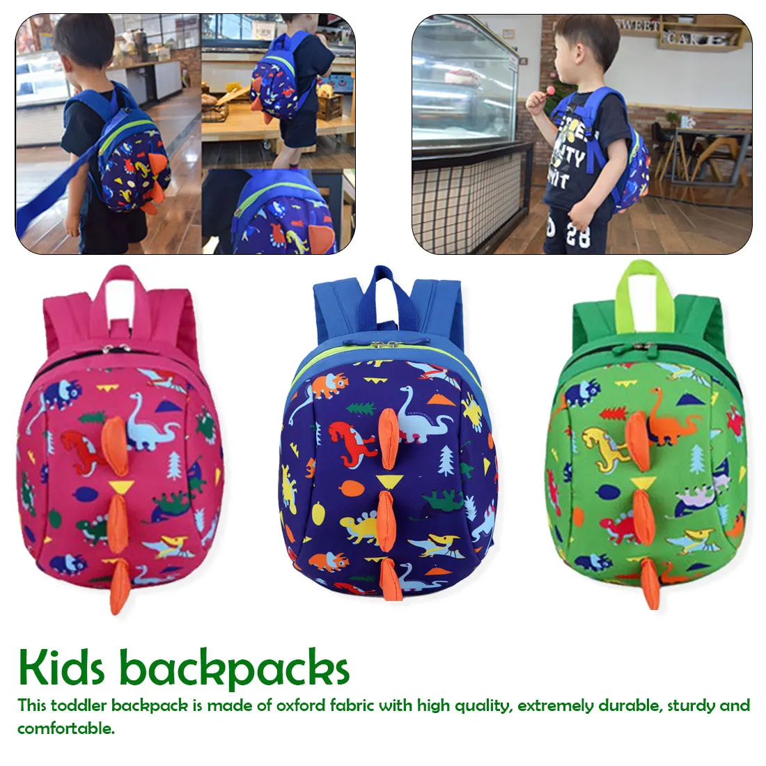 

Cute Dinosaur Baby Safety Harness Backpack Toddler Anti-lost Bag Children extremely durable sturdy and comfortable Schoolbag