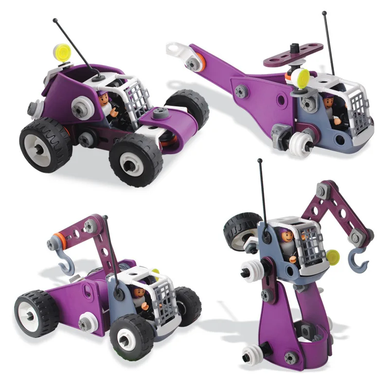 

Transformable toy car with soft rubber material can be changed in four forms DIY creative assemble building blocks assembly game