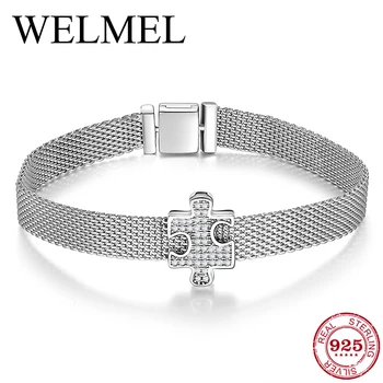 

Original 925 Sterling Silver Bracelets Clear CZ Clip Charm fit Reflection Clip Beads Jewelry Making Women Bracelet Bangles