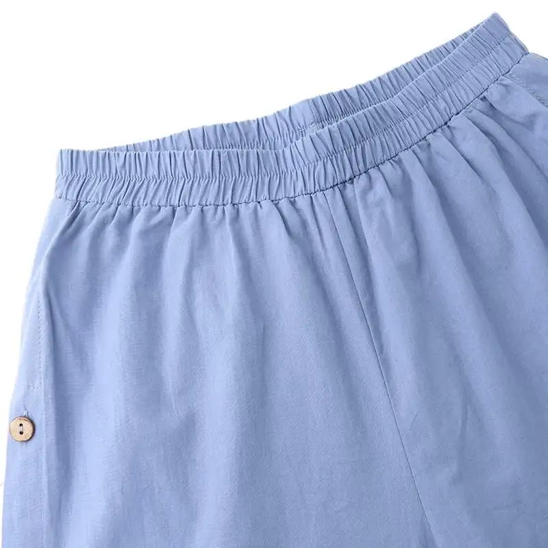 Celmia Fashion Women Wide Leg Pants Casual Loose Trousers Ladies High Waist Pants Buttons Sexy Split Pantalon Femme S-5XL