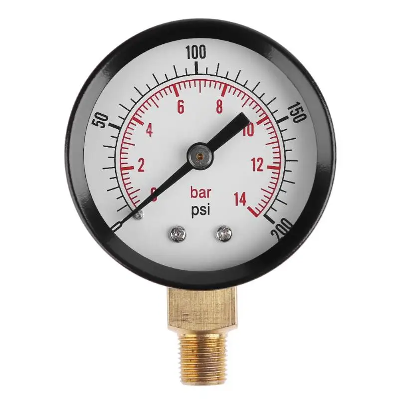 

Ts-Z52 Pressure Gauge 1/8Inch Npt Side Mount 0-200Psi 0-14Bar Pressure Gauge Dial Air Compressor Meter Hydraulic Pressure Tester
