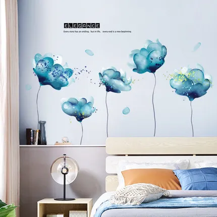 

DIY Romantic Flower TV Wall Decals Wall Sticker Living Room Bedroom Home Decoration Mural Wallpaper
