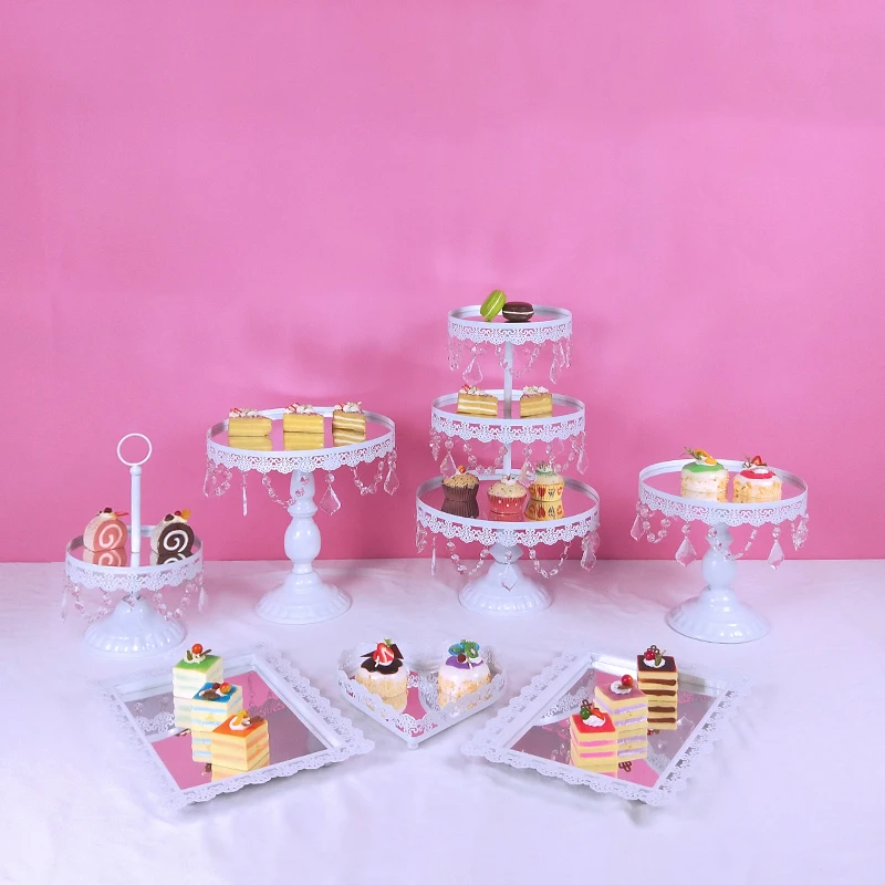 7pcs gold Desserts display rack decoration arrangement European wedding birthday cake stand cake decorating tools cupcake stand - Цвет: silver mirror