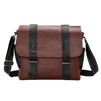 

Solid Men's Laptop Briefcase Pu Leather Messenger Bag for Men Travel Vintage Zipper Crossbody Bags Business Cover Handbags Male