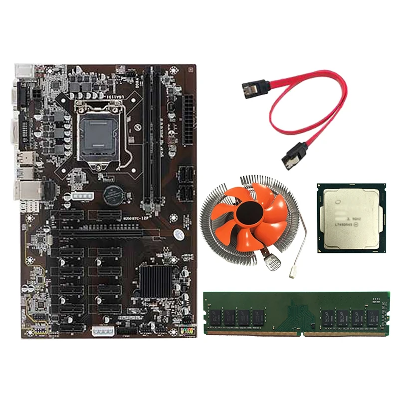 Материнская плата BTC B250 12 P с ЦП G3930/G3900 + вентилятор 8 Гб DDR4 ОЗУ pcie графический слот