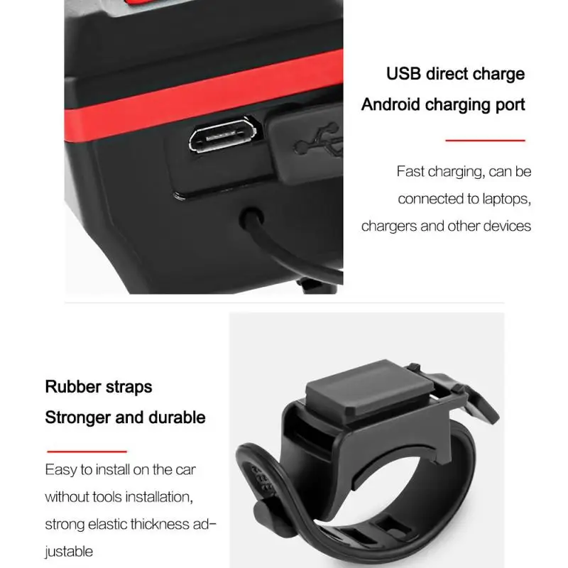Новый велосипедный MTB Солнечный USB двойной заряжающий рожковый светильник
