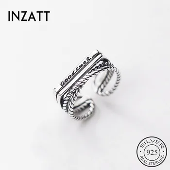 

INZATT Real 925 Sterling Thai Silver Letter Adjustable Ring For Women Party Fine Jewelry GOOD LUCK Accessories Bohemian Gift