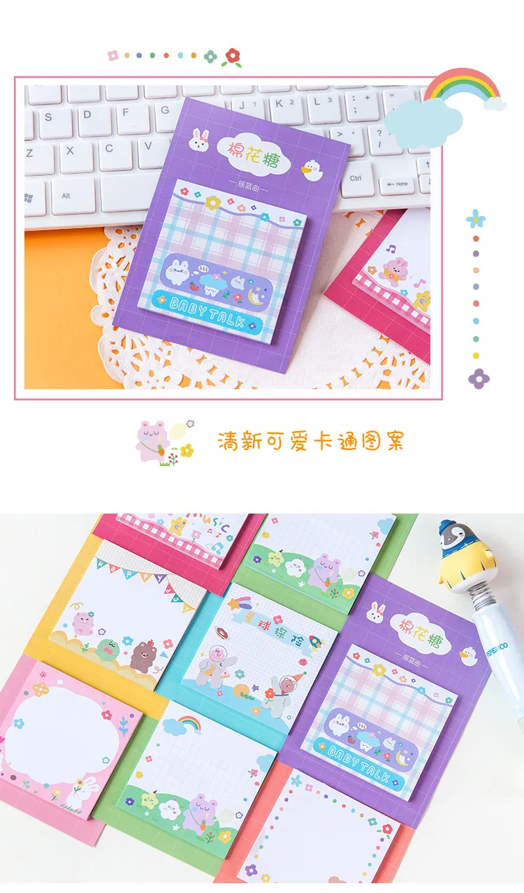 30 Pages Kawaii Rainbow Bear Rabbit Memo Pad Paper Sticky Notes Cute Notepad Korean Stationery School Office Supply Kids Gift