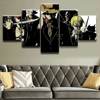 

5 Pieces Animation HD Wallpaper One Piece Oil Painting Wall Stickers Canvas Art Paints Bedroom Decor Sofa Background Wall Art