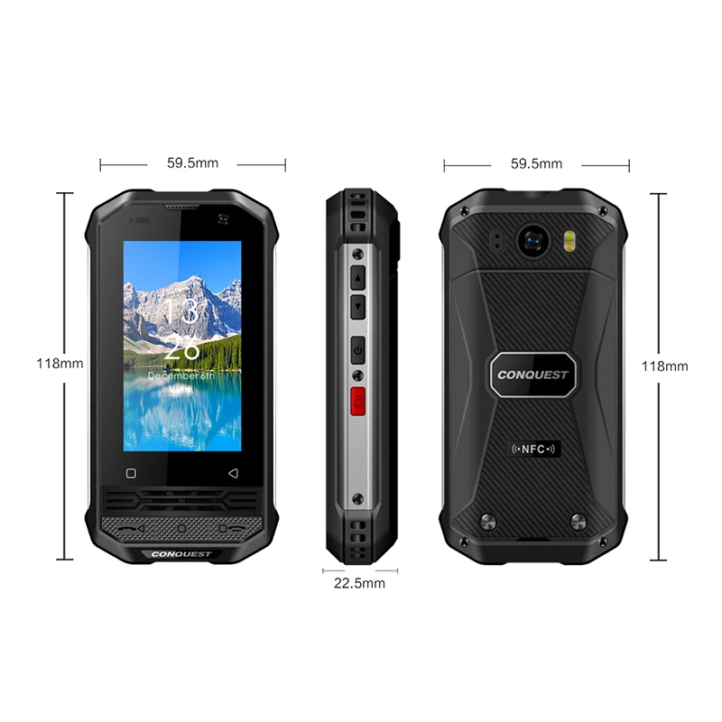 CONQUEST F2 NFC IP68 Ударопрочный мини смартфон Android 8 1 4G сканер отпечатков пальцев