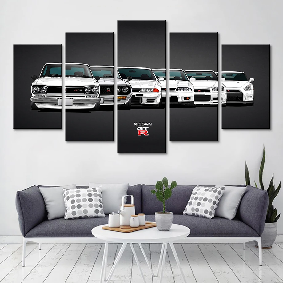 Картина на холсте HD печатная Модульная картина Современная 5 шт. Nissa Skyline Gtr