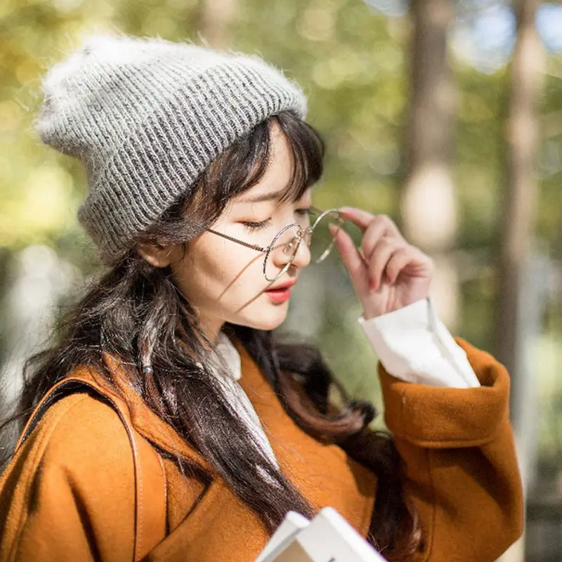 

Winter Winter Beanies Solid Hat Knitted Cap Women Adult Hats Casual Warm Autumn Rabbit Hair Fashion
