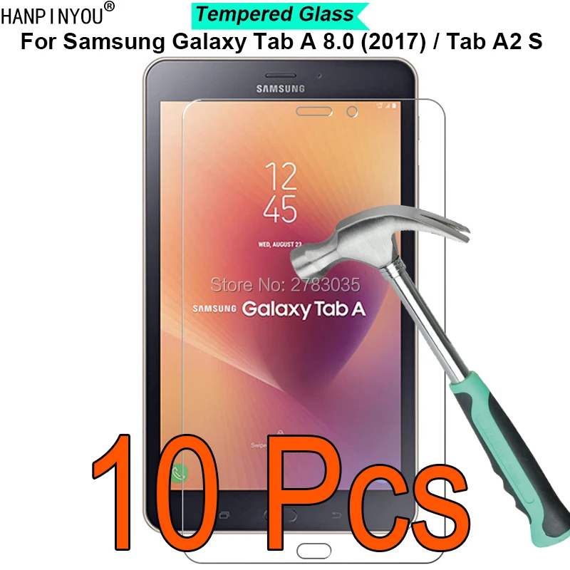 10 шт./лот для Samsung Galaxy Tab A 8 0 (2017) / A2 S 9H твердость 2.5D Закаленное стекло Защитная