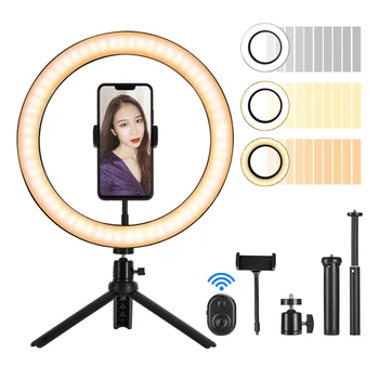 

LED 10 inch Selfie Ring LED Photography Light Lamb USB Stepless Dimming Light Desktop Tripod For Phone Makeup